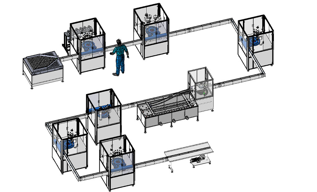 An engineering drawing of the aerosol filling machine
